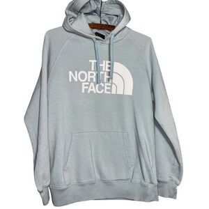 The North Face Womens M Hoodie Light Blue Logo Pullover Fleece Sweatshirt Gorp